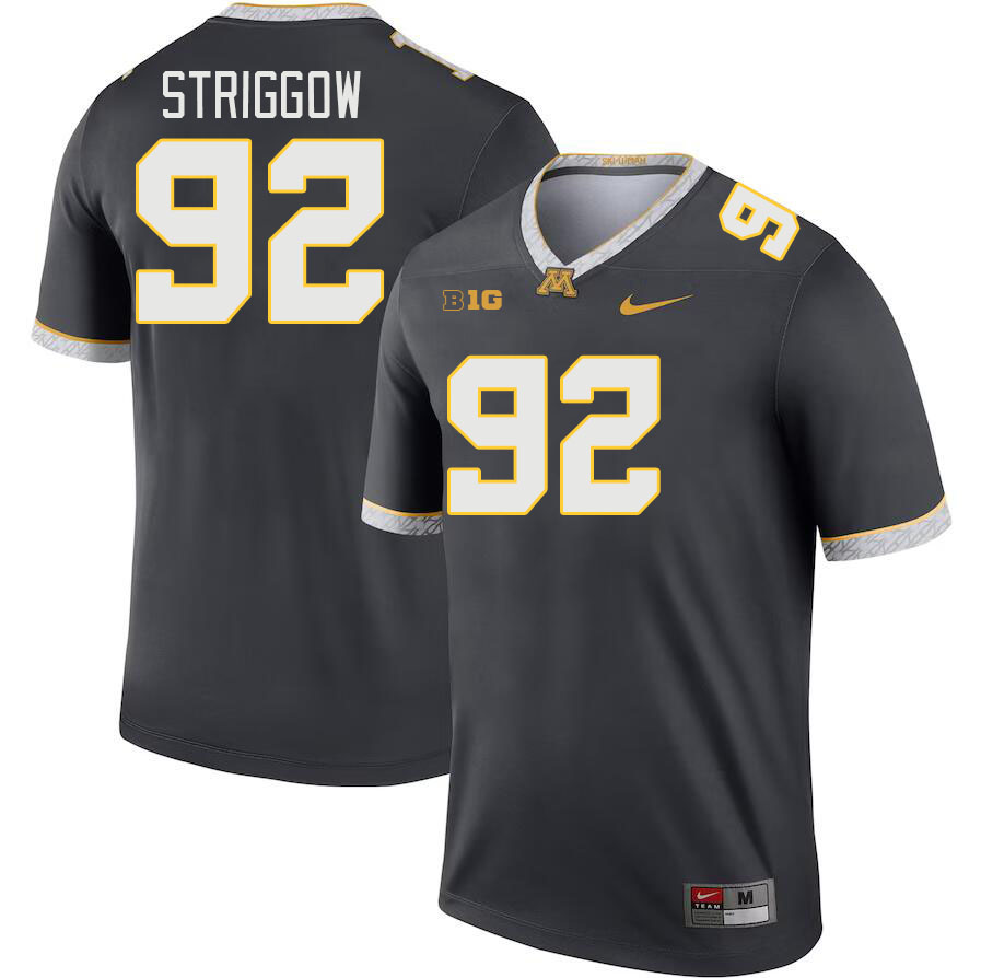 Men #92 Danny Striggow Minnesota Golden Gophers College Football Jerseys Stitched-Charcoal - Click Image to Close
